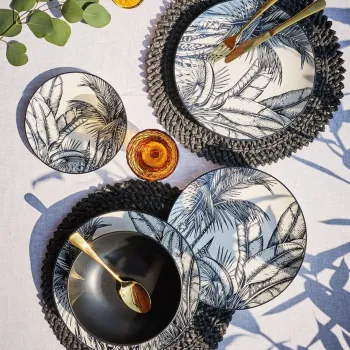 Serviciu de masa 18 piese Madison Malindi, Tognana, portelan, alb/negru imagine