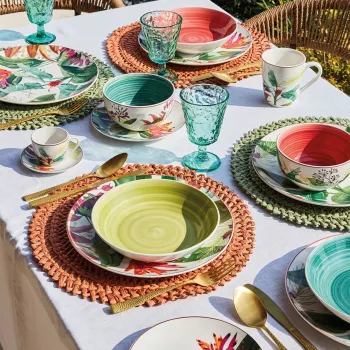 Serviciu de masa 18 piese Madison Tropicalia, Tognana, portelan, multicolor imagine