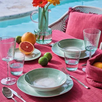 Serviciu de masa 18 piese Moon Grass, Andrea Fontebasso, portelan, alb/verde imagine