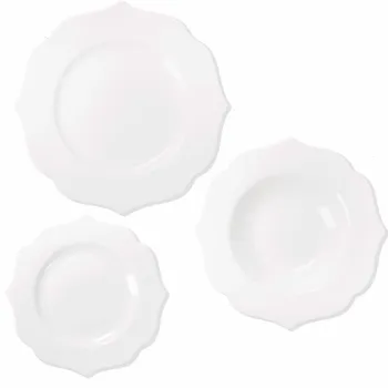 Serviciu de masa 18 piese, Queen, Brandani, portelan New Bone China, alb imagine