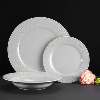 Serviciu de masa 18 piese Sonia, Ambition, 6 persoane, portelan, gri imagine