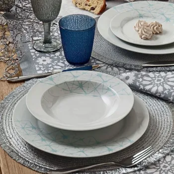 Serviciu de masa, 18 piese, Tognana, Olimpia Web, portelan, alb/bleu imagine