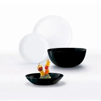 Serviciu de masa 19 piese, Luminarc, Diwali Black & White, opal, alb/negru imagine