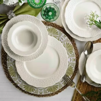 Serviciu de masa, 24 piese, Kutahya Porselen, BNIRM24Y200, portelan, alb imagine