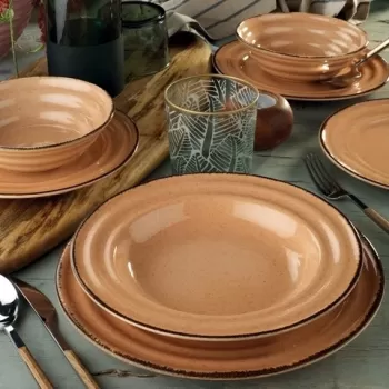 Serviciu de masa, 24 piese, Kutahya Porselen, TN24Y2730P04, portelan, maro imagine