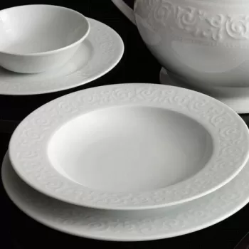 Serviciu de masa, 53 piese, Kutahya Porselen, ACL53YT00, portelan, alb imagine
