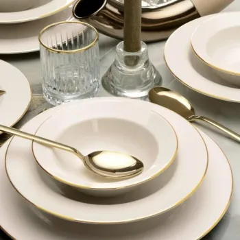 Serviciu de masa, Beros, 973BRS3168, Portelan , Farfurie intinsa 25x25x2 cm, Crem imagine