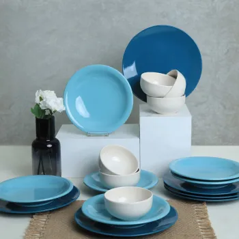 Serviciu de masa, Hermia, 275KRM1969, Antibacterian, Albastru/Alb imagine