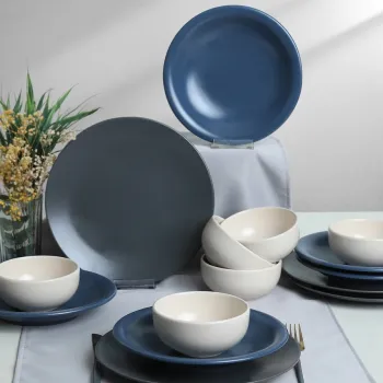 Serviciu de masa, Hermia, 275KRM1973, Antibacterian, Albastru/Alb imagine