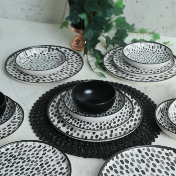 Serviciu de masa, Hermia, 275KRM2118, Antibacterian, Alb/Negru imagine