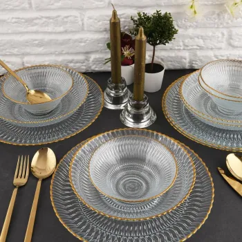 Serviciu de masa, Hermia, 330SBL1101, Farfurie: 21 cm (4 bucati), Transparent imagine