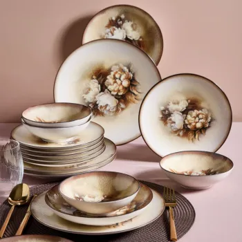 Serviciu de masa, Hermia, 387GRP1396, Farfurie: 20 x 20 x 4 cm (6 bucati), Multicolor imagine