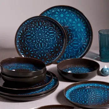 Serviciu de masa, Hermia, 387GRP1397, Farfurie: 16 x 16 x 4 cm (4 bucati), Multicolor imagine