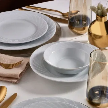 Serviciu de masa, Hermia, 387GRP1409, Farfurie: 22 x 22 x 4 cm (6 bucati), Alb imagine