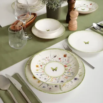 Serviciu de masa, Hermia, 387GRP1420, Farfurie: 20 x 20 x 4 cm (4 bucati), Multicolor imagine