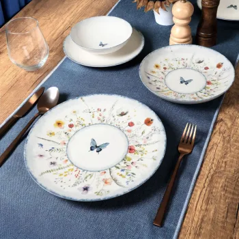 Serviciu de masa, Hermia, 387GRP1421, Farfurie: 20 x 20 x 4 cm (4 bucati), Multicolor imagine