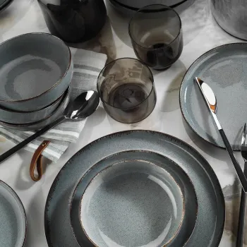 Serviciu de masa, Hermia, 710KTP3409, Farfurie desert: 21 cm (4 bucati), Turcoaz imagine