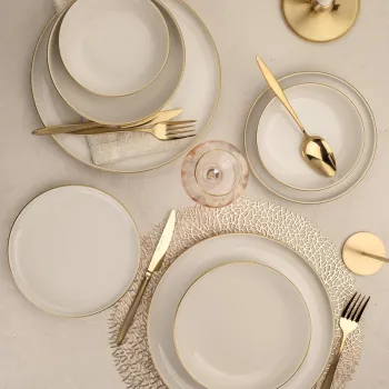 Serviciu de masa, Hermia, 710KTP3659, Farfurie adanca: 20 cm (2 bucati), Crem imagine