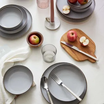 Serviciu de masa, Hermia, 710KTP4518, Farfurie: 20 cm (4 bucati), Gri imagine