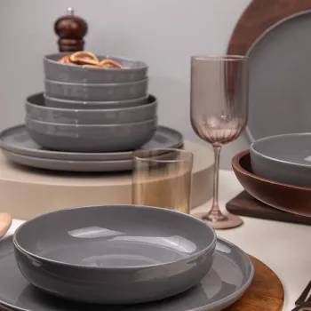 Serviciu de masa, Hermia, 710KTP9753, Farfurie: 20 cm (4 bucati), Antracit imagine