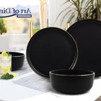 Serviciu de masa Imperial, Heinner, 18 piese, ceramica, negru/auriu imagine