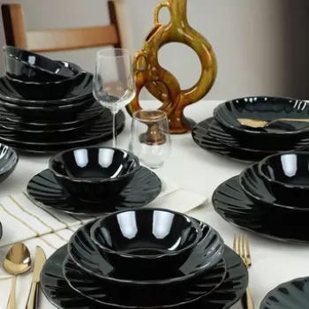Serviciu de masa, Keramika, 275KRM1716, Ceramica, Negru imagine