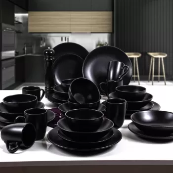 Serviciu de masa, Keramika, 275KRM1744, Ceramica, Negru imagine