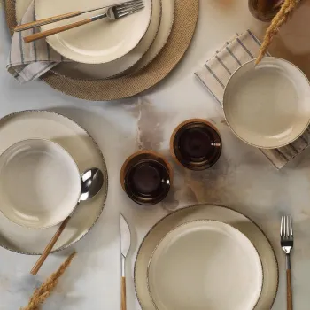 Serviciu de masa, Kutahya Porselen, 710KTP3406, 100% PORCELAN / , Placa de serviciu: 24 cm (4 bucati), Crem imagine