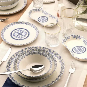 Serviciu de masa, Noble Life, 721NBL3154, 100% PORCELAN / , 24 piese, Albastru/Alb imagine