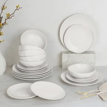 Serviciu de masa rotund, 18 piese Berlinger Haus, Sahara, ceramica, crem mat imagine
