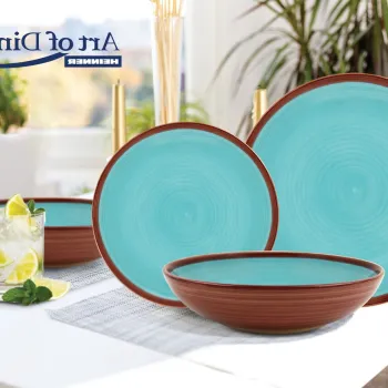 Serviciu de masa Sierra, Heinner, 18 piese, ceramica, turcoaz/maro imagine