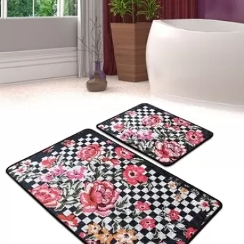 Set 2 covorase de baie Black Rose, Chilai, 50x60 cm/60x100 cm, multicolor imagine