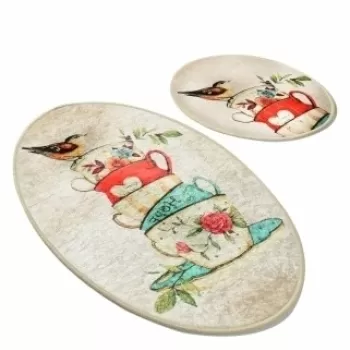 Set 2 covorase de baie, Chilai, Fincan DJT, multicolor imagine