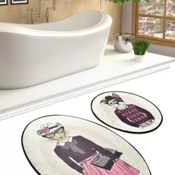 Set 2 covorase de baie Dude DJT, Chilai, 50x60 cm/60x100 cm, multicolor imagine