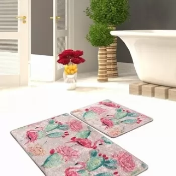 Set 2 covorase de baie Flamenco, Chilai, 50x60 cm/60x100 cm, multicolor imagine