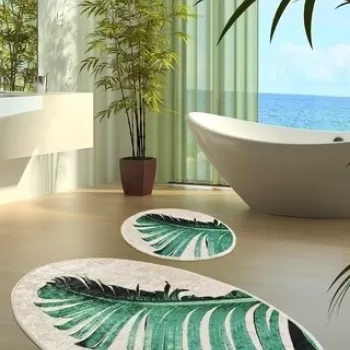 Set 2 covorase de baie Floret, Chilai, 50x60 cm/60x100 cm, multicolor imagine