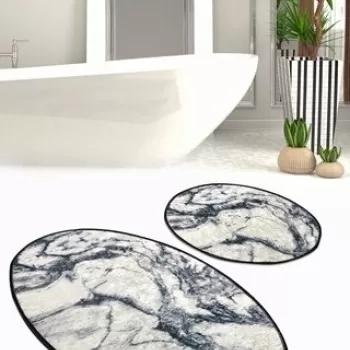 Set 2 covorase de baie Mermer, Chilai, 50x60 cm/60x100 cm, multicolor imagine