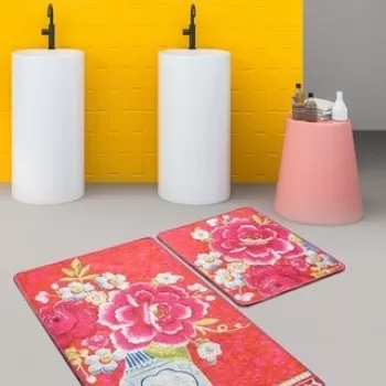 Set 2 covorase de baie Vaso Blu, Chilai, 50x60 cm/60x100 cm, multicolor imagine