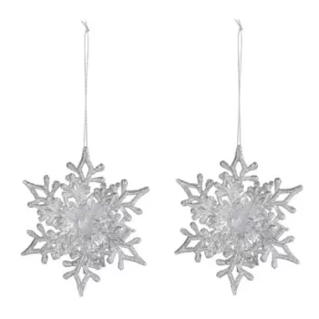 Set 2 decoratiuni brad Snowflake, 11.5x2.5x11.5 cm, polipropilena, argintiu imagine