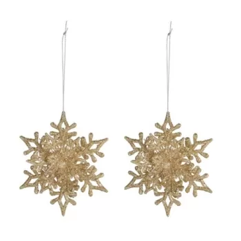 Set 2 decoratiuni brad Snowflake, 11.5x2.5x11.5 cm, polipropilena, auriu imagine