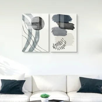 Set 2 decoratiuni de perete din sticla temperata, 1998, Dimensiune: 70 x 100 cm (2 bucati), Multicolor imagine