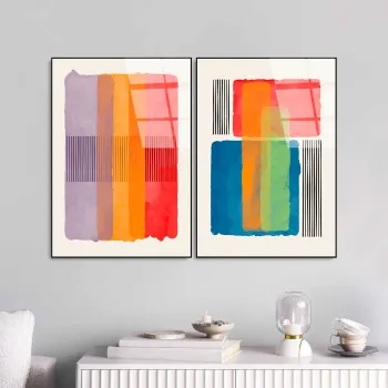 Set 2 decoratiuni de perete din sticla temperata, UV-948, Dimensiune: 45 x 65 cm (2 bucati), Multicolor imagine