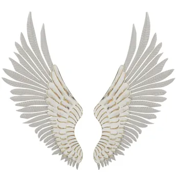 Set 2 decoratiuni de perete, Mauro Ferretti, Wings, 43.8x104 cm, fier, alb prespalat imagine