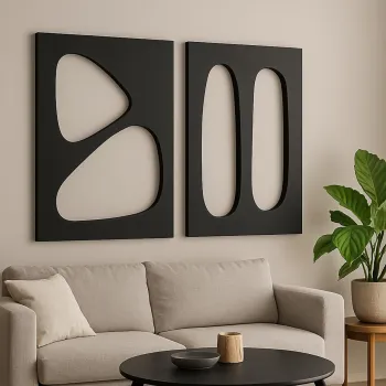 Set 2 decoratiuni de perete MDF, Hhloyma00001, Grosime: 18 mm, Negru imagine