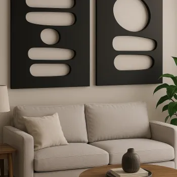 Set 2 decoratiuni de perete MDF, Hhloyma00002, Grosime: 18 mm, Negru imagine