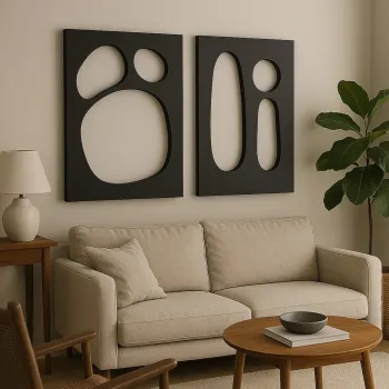 Set 2 decoratiuni de perete MDF, Hhloyma00005, Grosime: 18 mm, Negru imagine