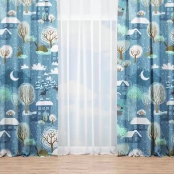 Set 2 draperii Wolf, Oyo Kids, 140x240 cm, poliester, albastru imagine