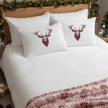 Set 2 fete de perna King (DE), L'essentiel Maison, Geyik, Alb / Rosu Claret imagine