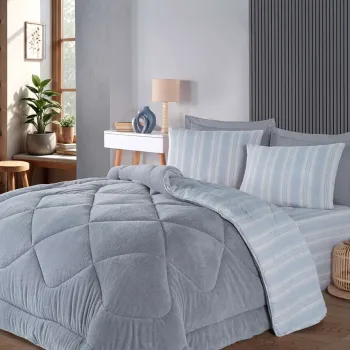 Set 2 fete de perna, L'essentiel Maison, Soft Line, 65% bumbac/35% poliester, Gri imagine
