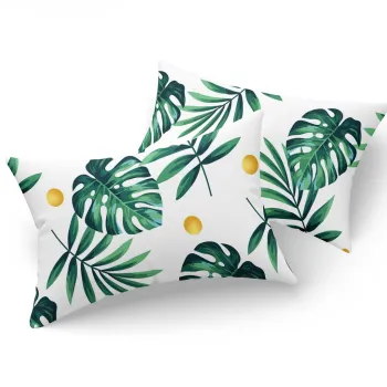 Set 2 fete de perna, Monstera - Green, Eponj Home, 65% bumbac/35% poliester imagine